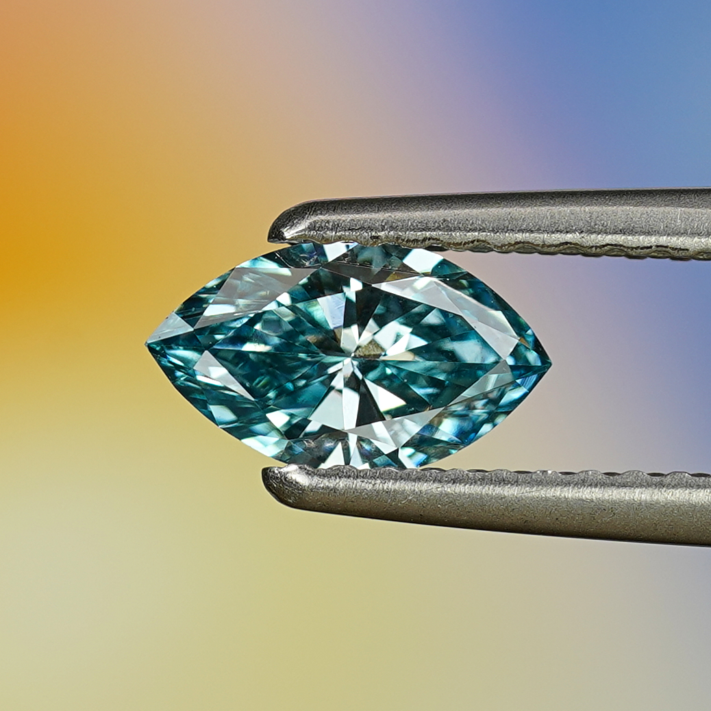 0.61CT Platinum Blue Marquise Cut Fancy Color Lab Dimond