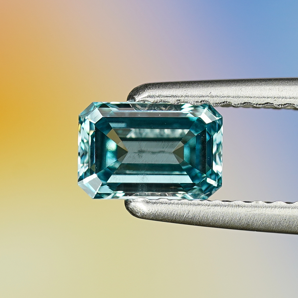 0.62CT Platinum Blue Emerald Cut Fancy Color Lab Dimond