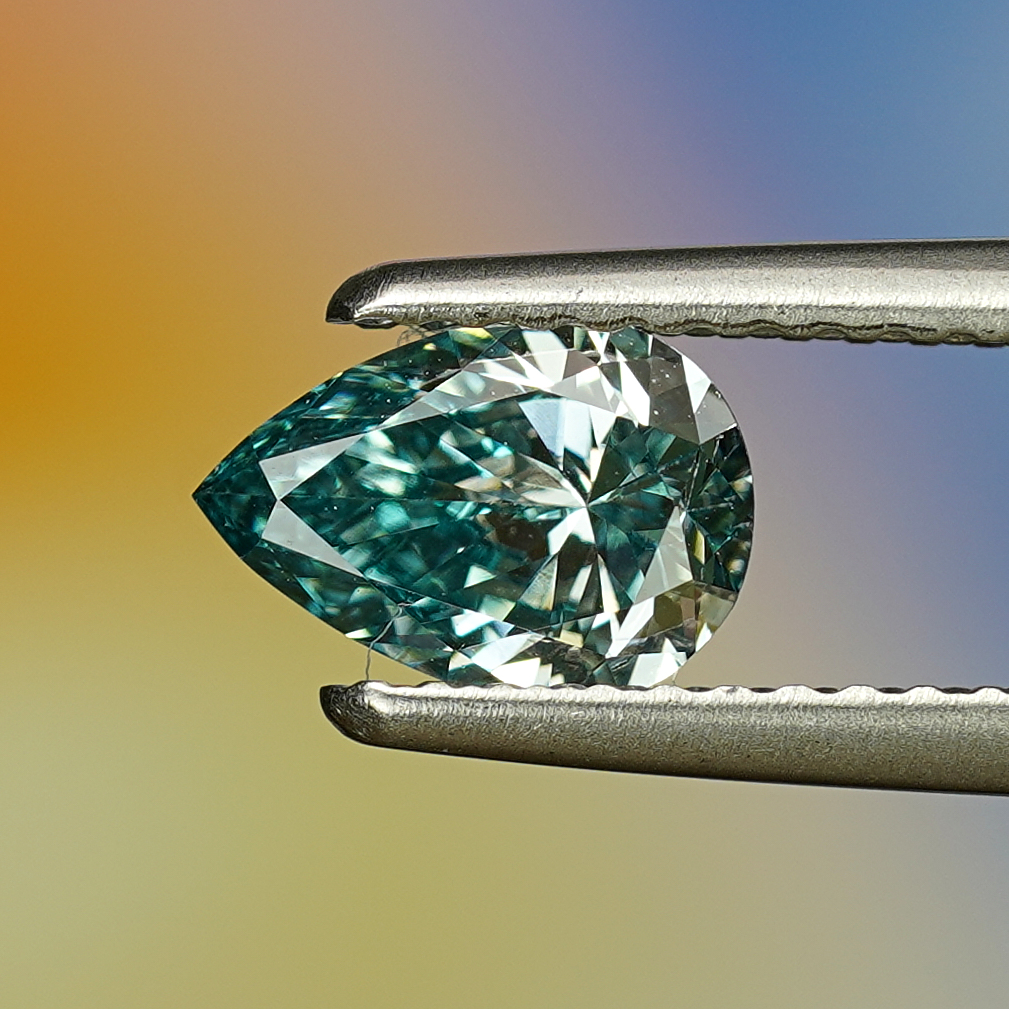 0.70CT Platinum Blue Pear Shape Fancy Color Lab Dimond