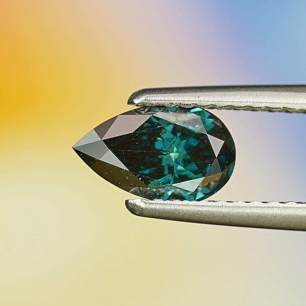 0.76CT Platinum Blue Pear Shape Fancy Color Lab Dimond
